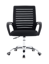 Breathable Comfort, Ergonomic Support, and Durable Professional Seating Upgrade your office seating with this Strong Mesh Swivel Office Chair, designed for comfort, durability, and ergonomic performance. Its breathable mesh back, sturdy frame, and smooth swivel mechanism ensure long-lasting support for daily office use. Ideal for executives, employees, and home workspaces, this chair combines modern design with practical functionality to enhance comfort and productivity. 🌬️ Breathable Mesh Backrest Allows airflow to keep you cool and comfortable during long working hours. 🧍 Ergonomic Lumbar Support Supports proper posture and reduces back strain for all-day comfort. 💺 High-Density Cushioned Seat Soft padding provides durable, comfortable seating for extended periods. 🔄 360° Swivel Functionality Smooth rotation enables easy multitasking and movement around the workspace. 🦾 Padded Armrests for Added Comfort Supports shoulders and arms to reduce fatigue during long working hours. 🛞 Durable Rolling Casters Smooth wheels allow effortless mobility across office floors. 🛡️ Strong & Stable Frame Heavy-duty construction ensures safety, balance, and long-term durability. 🎨 Professional Modern Design Sleek and stylish appearance complements any office or home workspace. 🧼 Easy Maintenance & Cleaning Mesh material is simple to clean and keeps the chair fresh and hygienic. 🔧 Quick & Simple Assembly User-friendly setup allows your chair to be ready for immediate use. ✨ Enhances Comfort & Productivity Combines ergonomic design with strong construction to support efficient and healthy work habits.