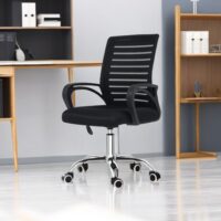 Durable, Breathable & Ergonomic Enhance your office seating with the Strong Mesh Swivel Office Chair, designed for durability, comfort, and ergonomic support. Perfect for executives, managers, and home offices, this chair combines a breathable mesh design with a sturdy frame to keep you productive throughout the day. 🌬️ Breathable Mesh Back The chair features a high-quality mesh backrest that allows air circulation, keeping you cool and comfortable during long hours of work. The mesh adapts to your back for flexible support. 🧠 Ergonomic Lumbar Support Designed with built-in lumbar support, the chair promotes proper spine alignment and reduces back strain. Consequently, it encourages better posture and reduces fatigue during extended sitting periods. 💺 Comfortable Cushioned Seat The thick padded seat provides comfort while evenly distributing weight. In addition, the cushion helps reduce pressure on hips and thighs for all-day support. 🔄 Smooth Swivel & Mobility Equipped with a 360° swivel base and durable caster wheels, this chair allows easy movement across your workspace. This improves efficiency while maintaining stability on various surfaces. ⚙️ Adjustable Features Customize your seating position with: 🔼 Height adjustment for optimal desk alignment 🔁 Tilt and recline functions for relaxation 🦴 Adjustable armrests to reduce shoulder strain These features ensure a personalized ergonomic experience. 🪵 Strong & Durable Construction Built with a reinforced frame and heavy-duty materials, this chair is designed for long-term use. It can withstand daily wear and tear in busy office environments. ✨ Modern Professional Design With a sleek mesh design and professional finish, the chair complements any office or home workspace, adding both style and functionality. 🏢 Ideal for Multiple Uses Perfect for: 🏢 Executive and managerial offices 💻 Home offices 🏛️ Corporate environments 🏫 Study and work areas 🌟 Key Features 🌬️ Breathable mesh backrest 🧠 Ergonomic lumbar support 💺 Thick cushioned seat 🔄 360° swivel with smooth caster wheels ⚙️ Adjustable height, tilt, and armrests 🪵 Durable and stable construction ✨ Modern professional design 🚀 Why Choose the Strong Mesh Swivel Office Chair? Because comfort, support, and durability matter. This chair offers ergonomic design, adjustable features, and breathable construction, keeping you focused and comfortable throughout your workday.